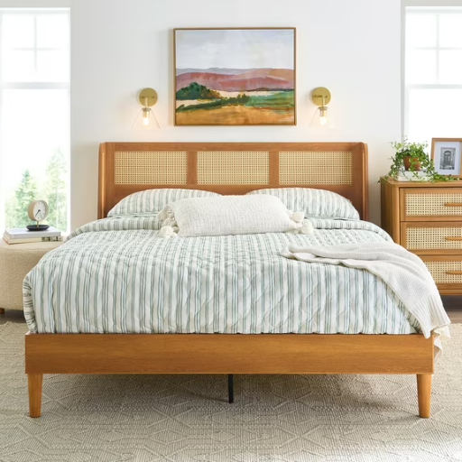 Better Homes & Gardens Springwood Caning Platform Bed With Headboard Queen Deal