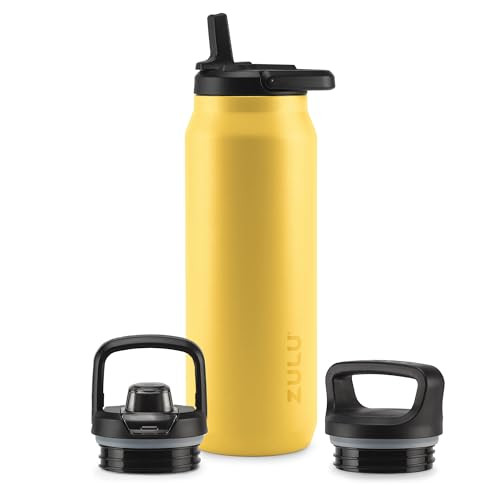 40-oz Zulu Vacuum Insulated Stainless Steel Water Bottle w/ 3 Lids