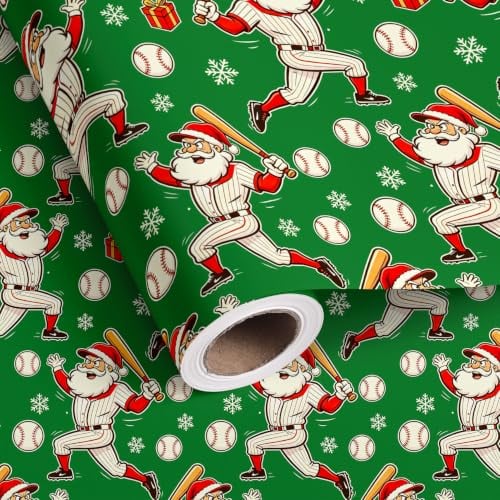 Baseball Christmas Wrapping Paper Roll Deal