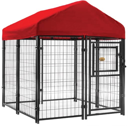 KennelMaster Welded Wire Dog Kennel Black 4ft x 4ft x 4.3ft with Cover