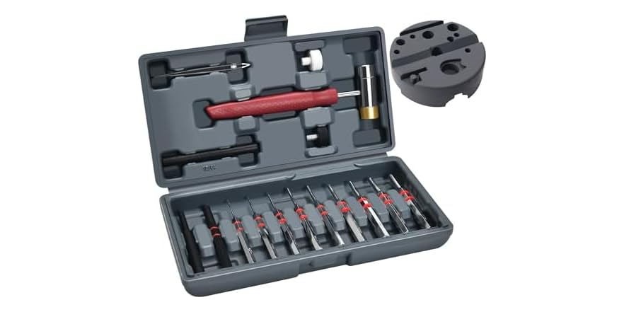 W WIREGEAR 14-Piece Roll Pin Punch Set with Hammer and Bench Block