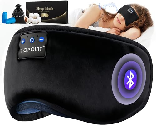 TOPOINT Blackout Sleep Eye Mask with Bluetooth Headphones (Black)