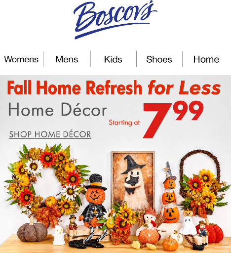 Boscovs Fall Home Decor Sale Deal