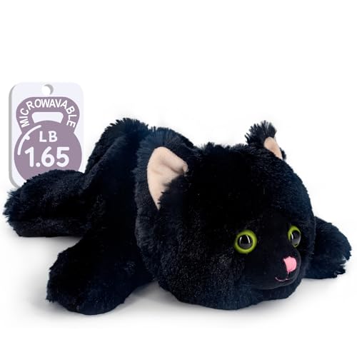 9.8" 1.65lb Marysun Microwavable Black Cat Weighted Stuffed Animal Plush Deal
