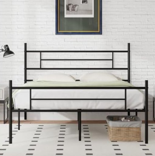 Novilla Metal Platform Bed Frame w/ Headboard & Footboard (Queen)
