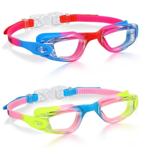 Aegend Swim Goggles for Kids Youth 3-14 Anti-Fog Anti-UV Comfort Fit Goggles for Swimming (2PCS) Deal
