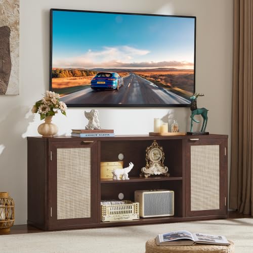 LEOYAOYAO Rattan TV Stand for Living Room w/ 6-Large Storage Deal
