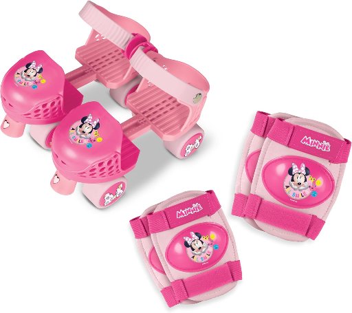 Minnie Mouse Junior Skates w/ Knee & Elbow Pads (Size Adjustable)