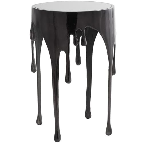 Deco 79 16" Round Aluminum Accent Table w/ Glass Top Deal