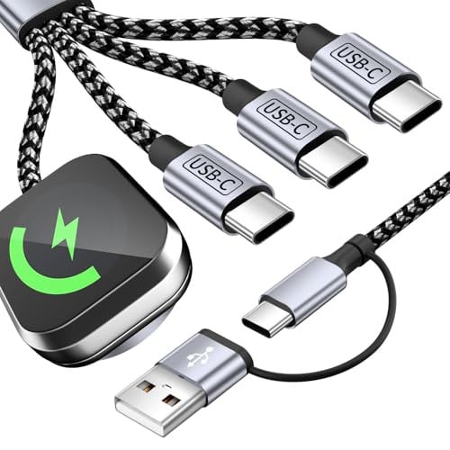 MPATIBY 5' 4-in-2 Charging Cable w/ 3x USB-C Ports & Apple Watch Charger