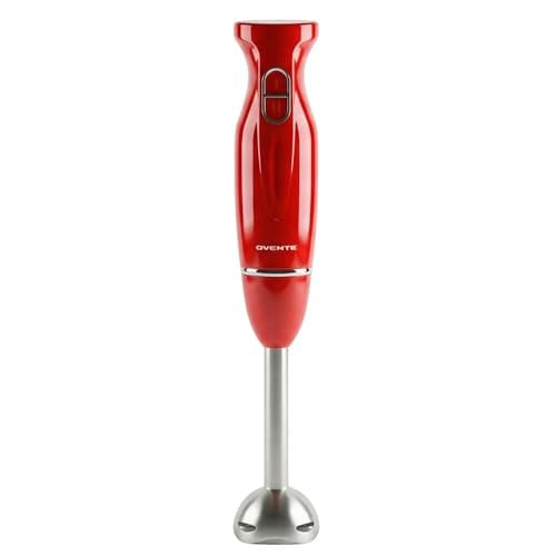Ovente 300W Corded Immersion Hand Blender (Red)