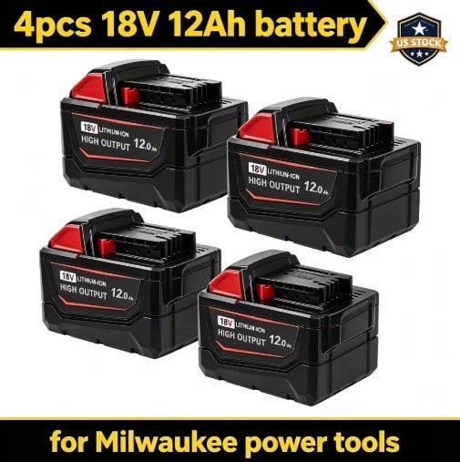 18V 12Ah Li-ion Replacement Battery for Milwaukee 18V System