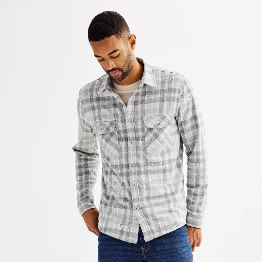 Sonoma Goods For Life Men's Long Sleeve Supersoft Knit Button-Up Shirt (7 Colors)