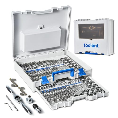 toolant 127 Piece Ratcheting Tap and Die Set, SAE/Metric with Drill Bits