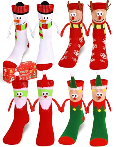 4 Pairs Magnetic Hand Holding Christmas Socks