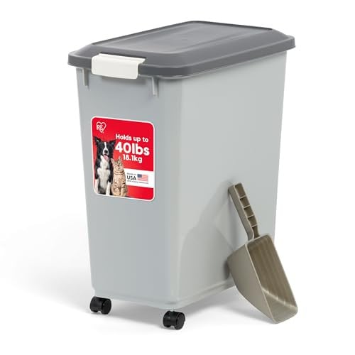 IRIS USA Dog Food Storage Container with Wheels 40 Pounds