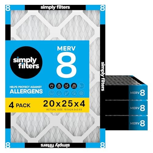 Simply 20x25x4 Air Filter MERV 8 4-Pack