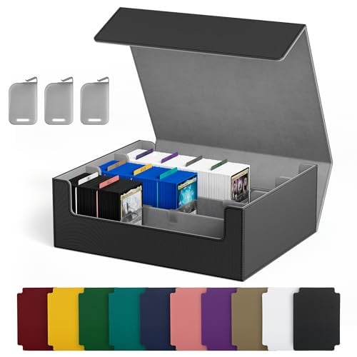 UAONO 3-Row Trading Card Storage Box w/ 10 Dividers & 3 Stoppers (1800 Card Capacity)