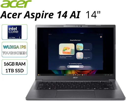 Acer Aspire 14 AI: 14" FHD+ IPS Touch, Intel Ultra 7, 16GB LPDDR5, 1TB SSD Deal