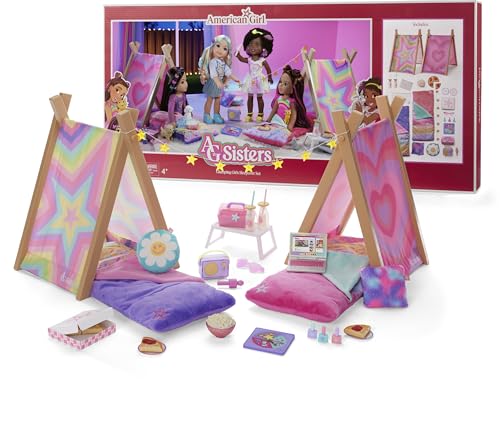 American Girl AG Sisters Glamping Girls Sleepover Set 28 pcs