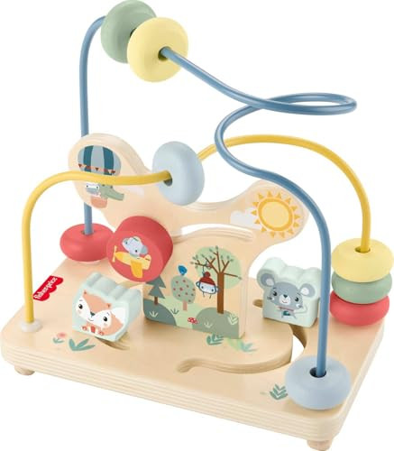 Fisher-Price Wood Toddler Toy Bead Maze Woodland Animal-Themed