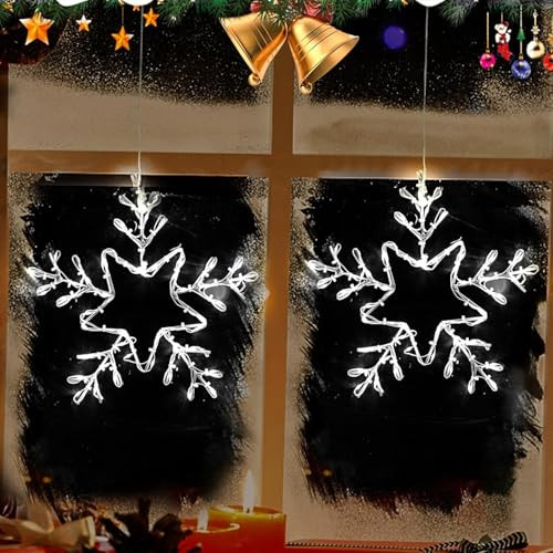 Illuminew 2 Pack Christmas Window Snowflake Lights, LED, Cool White