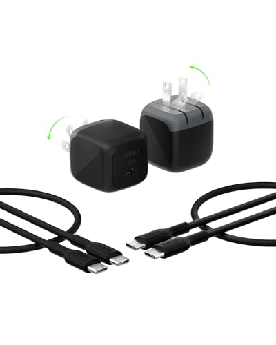 Belkin 45W Compact USB C Charger Block w/ 2 x 3.3 ft Cables 2-Pack Deal
