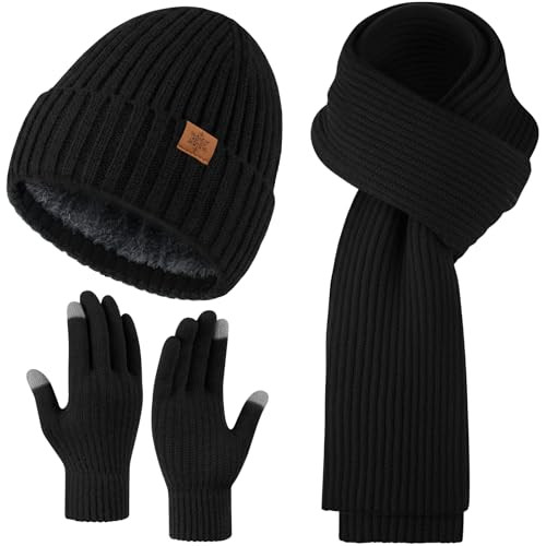 Beanie Hat Scarf Gloves Set