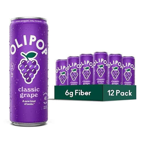 OLIPOP Prebiotic Soda Pop, Classic Grape, 12oz Skinny (12-Cans) Deal