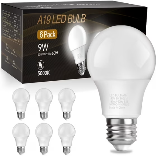 DAYBETTER A19 LED Light Bulbs 6-Pack, 60W Equivalent, 5000K Daylight Deal