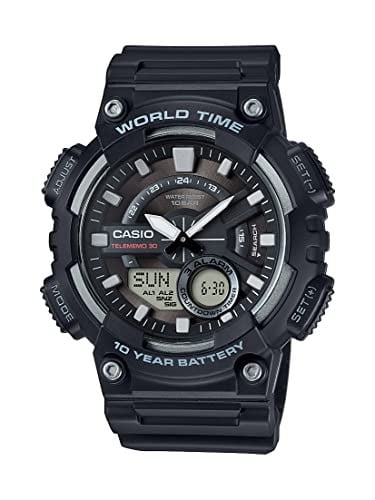 Casio AEQ110BW Men’s Analog-Digital Watch, Black, 100M WR, Multi Alarms, 10-Year Battery Deal