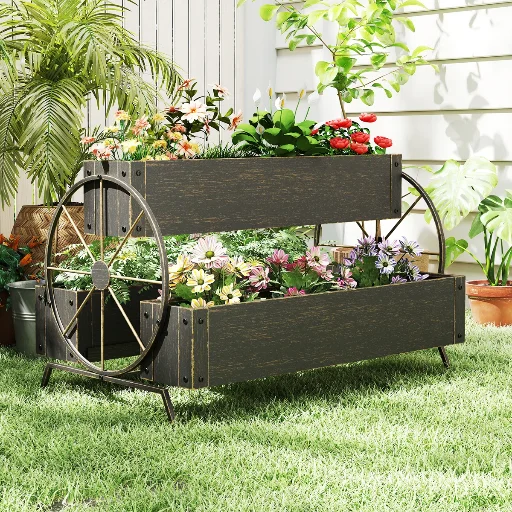 3-Tier Williston Forge Metal Planter Box Raised Garden Bed w/ Drainage Holes (Gold Polish) Deal