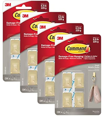 16-Count 3M Command Small Metallic Hooks w/ 20 Strips (Brass) Deal