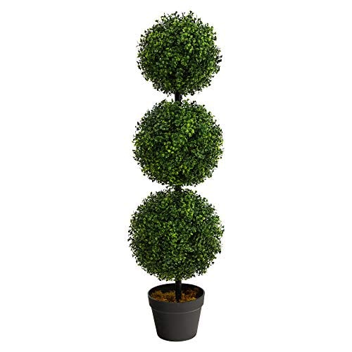Nearly Natural 36″ Artificial Triple Ball Boxwood Topiary Tree with Pot Deal