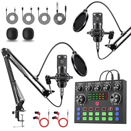 ALSO GO Podcast Equipment Bundle for 2 w/ BM-800 Microphones & V8s Sound Card