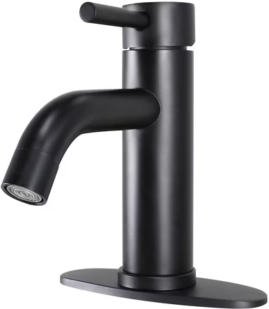 Better Homes & Gardens Elmont Single Handle Bathroom Sink Faucet w/ Push Pop-Up Drain (Matte Black)