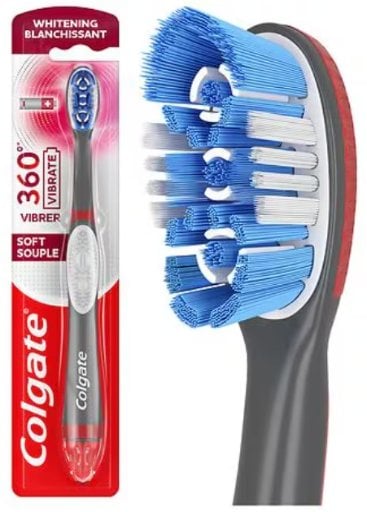 Colgate 360 Sonic Battery Powered Toothbrush with Tongue and Cheek Cleaner, Soft, 2-Pack Deal