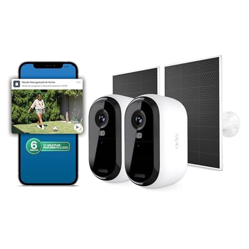 Arlo Essential Security Camera 2K (3rd Gen, 2025 Release) 2 Cam + 2 Solar Panels