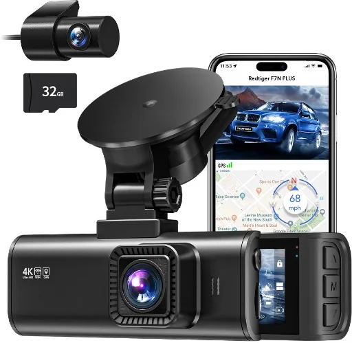 Certified Refurbished Redtiger F7NP Dash Cam 4K Front / 1080P Rear + 32GB SD Card