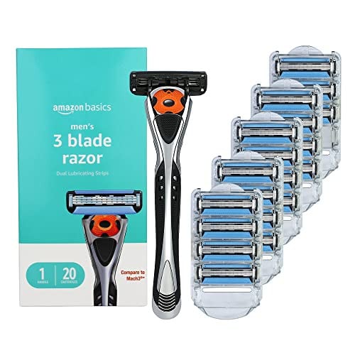 Amazon Basics Men's 3-Blade Motion Sphere Razor with 20 Cartridges Deal