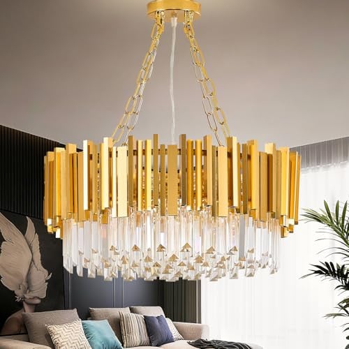 Modern Gold Crystal Chandelier 21.66" 8-Light 5-Tiers Deal