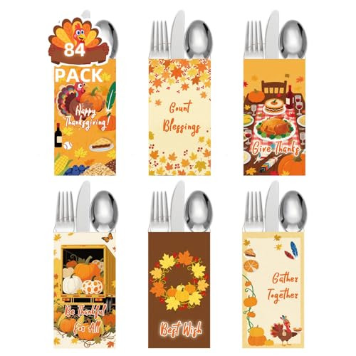 84 PCS Thanksgiving Turkey Cutlery Holders Set