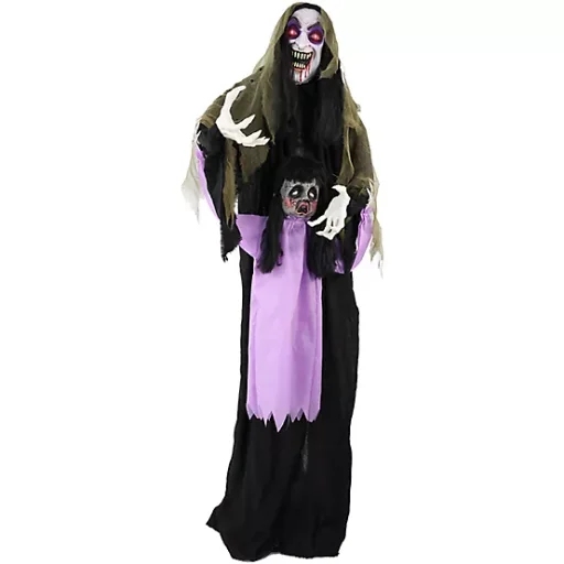 Haunted Hill Farm Lifesize Animatronic Vampire Lady with Baby Halloween Decoration