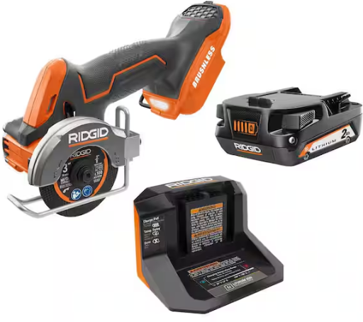 RIDGID 18V SubCompact Brushless Cordless 3 in. Multi-Material Saw Kit with 2.0 Ah Battery