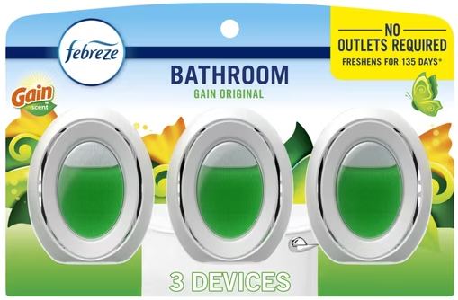 Febreze Bathroom Air Freshener Odor-Fighting Gain Original, 3-Count