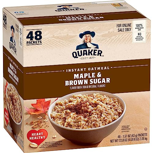 Quaker Instant Oatmeal, Maple & Brown Sugar, 48 Count