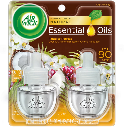 2pk Air Wick Plug-In Scented Oil Air Freshener Warmer Refills, White Gardenia and Plumeria