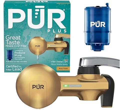 PUR Plus Faucet Mount Water Filtration System with Lead Reducing Mineral Core Filter, Brass Deal