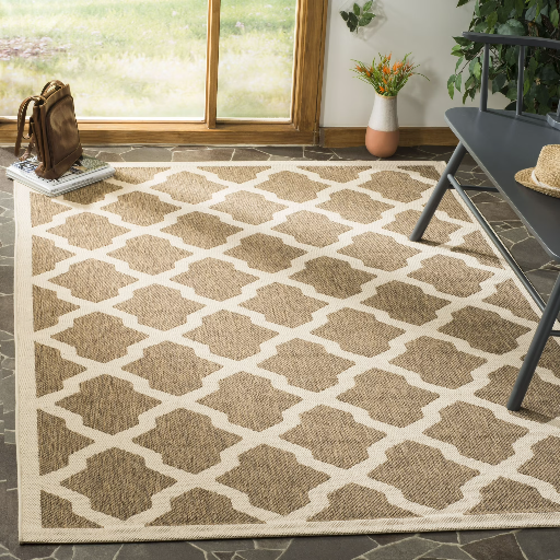 Safavieh Courtyard Amber Geometric Indoor/Outdoor Area Rug, Brown/Bone, 2' x 3'7" Deal