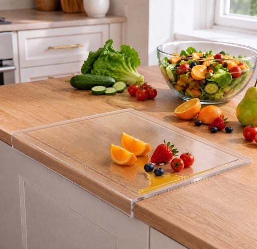 Clear Acrylic Cutting Board with Juice Groove 1pcs